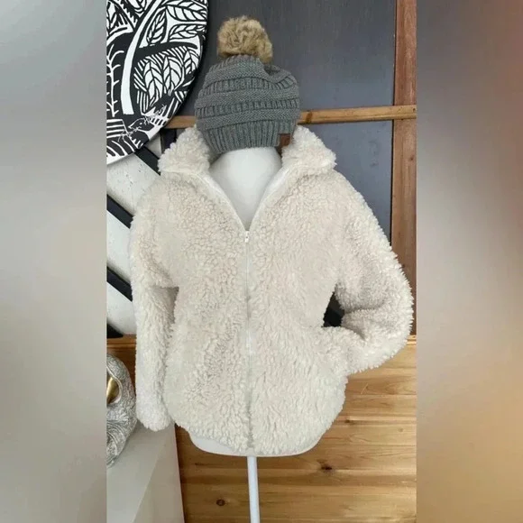 LONG SLEEVE TEDDY BEAR ZIP UP JACKET Size Large women’s sweater jacket - Picture 7 of 14